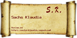 Sachs Klaudia névjegykártya